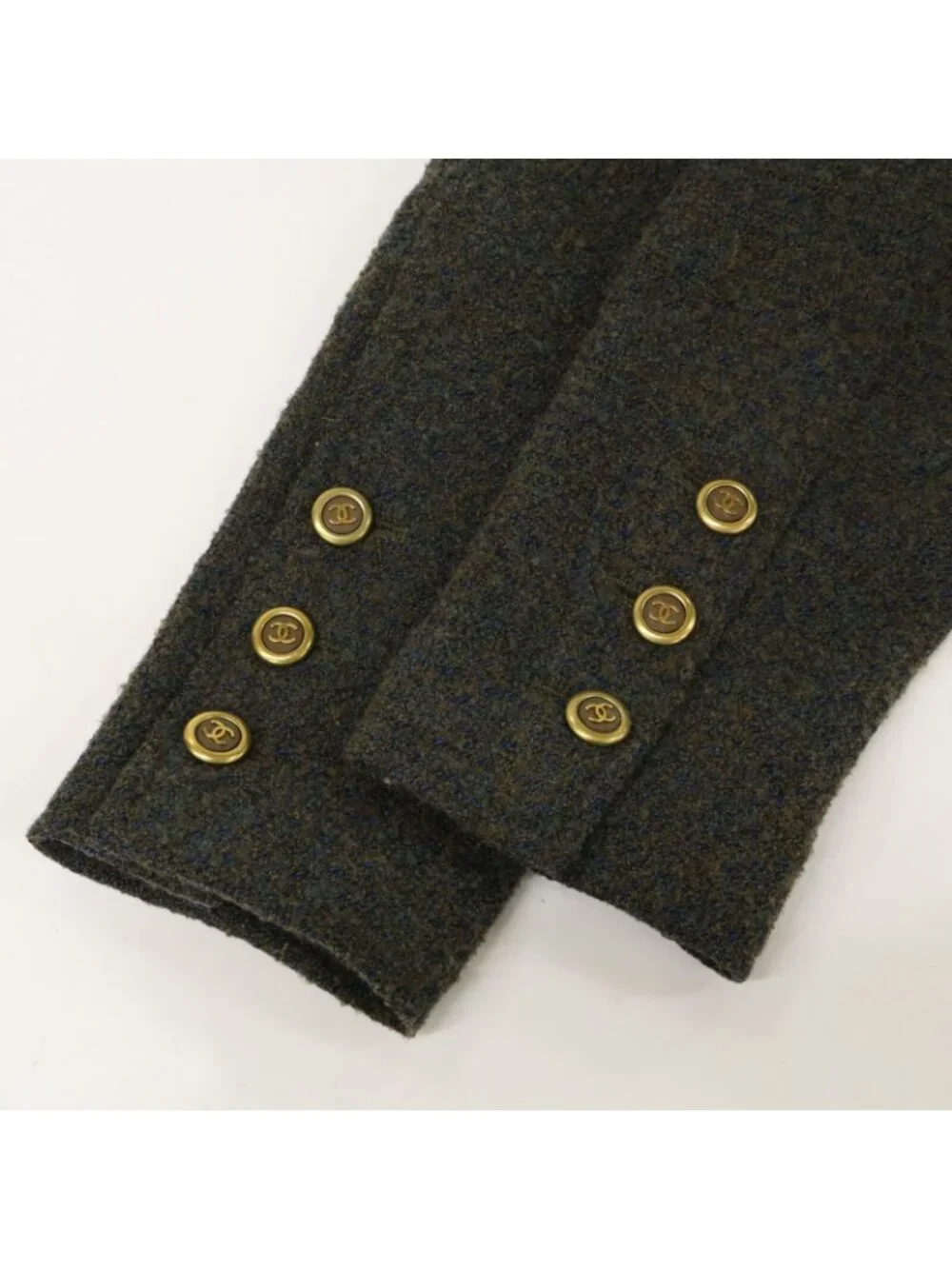 Chanel CC Logo Button Alpaca Mixed Tweed Long 44 Jacket